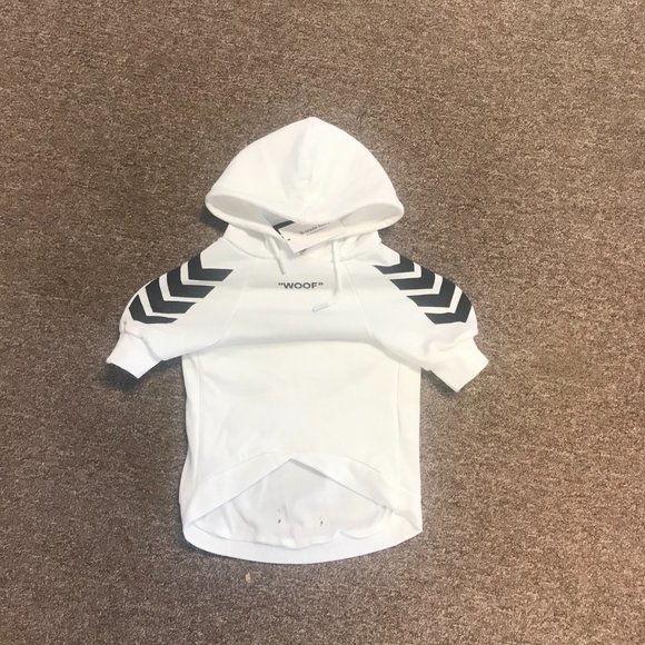 (L) WOOF dog hoodie White with black cross bones NWT - Picture 3 of 5